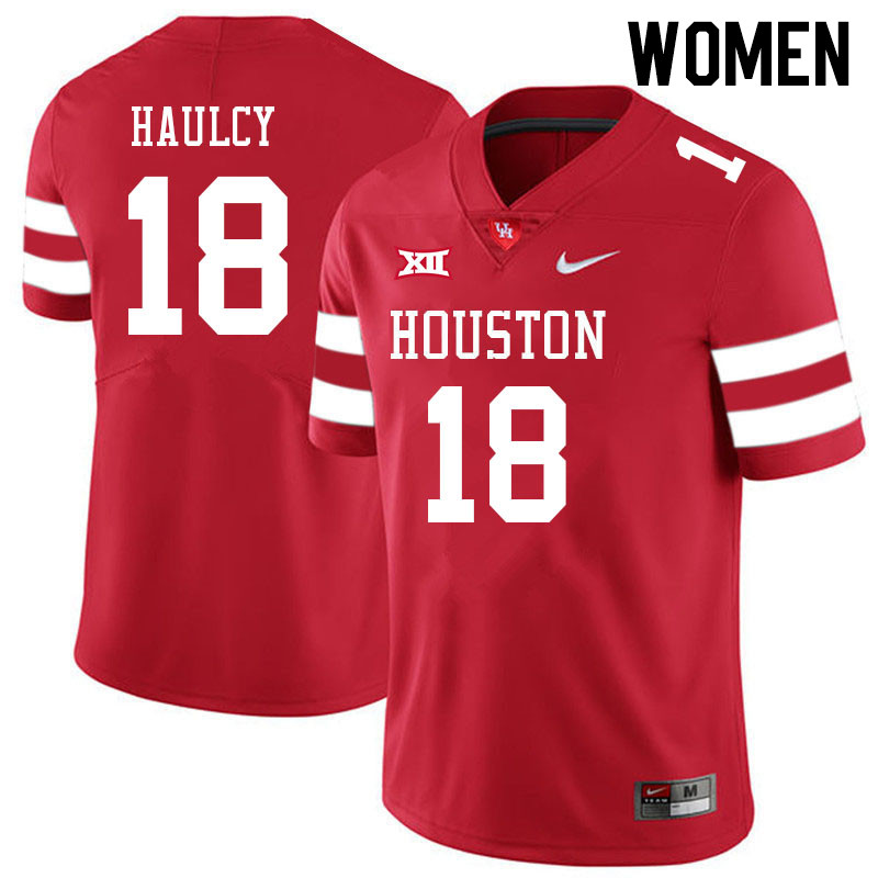 Women #18 Adari Haulcy Houston Cougars College Big 12 Conference Football Jerseys Sale-Red - Click Image to Close